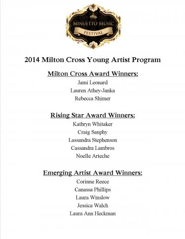 2014 Young Artist Winners